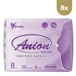 ABSORBANTE IGIENICE DE MENSTRUAȚIE PENTRU NOAPTE ANION BEST CARE, 8 Pachete